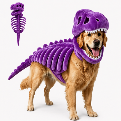 Glow-in-the-Dark 3D Skeleton Dinosaur Pet Costume