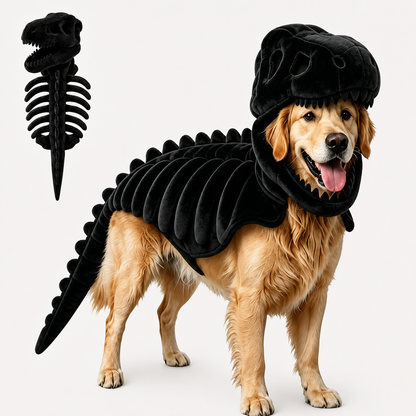 Glow-in-the-Dark 3D Skeleton Dinosaur Pet Costume