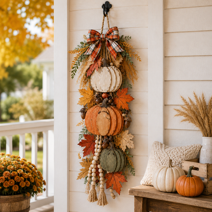 Rustic LED Pumpkin Door Hanging