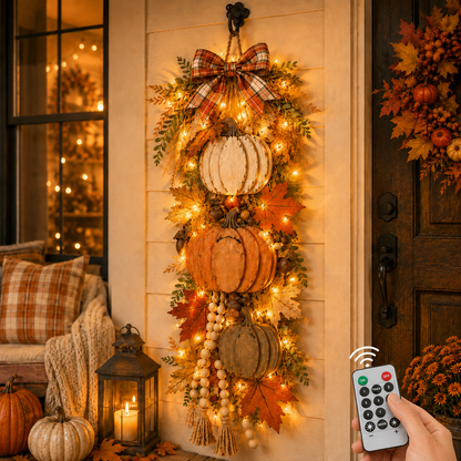 Rustic LED Pumpkin Door Hanging