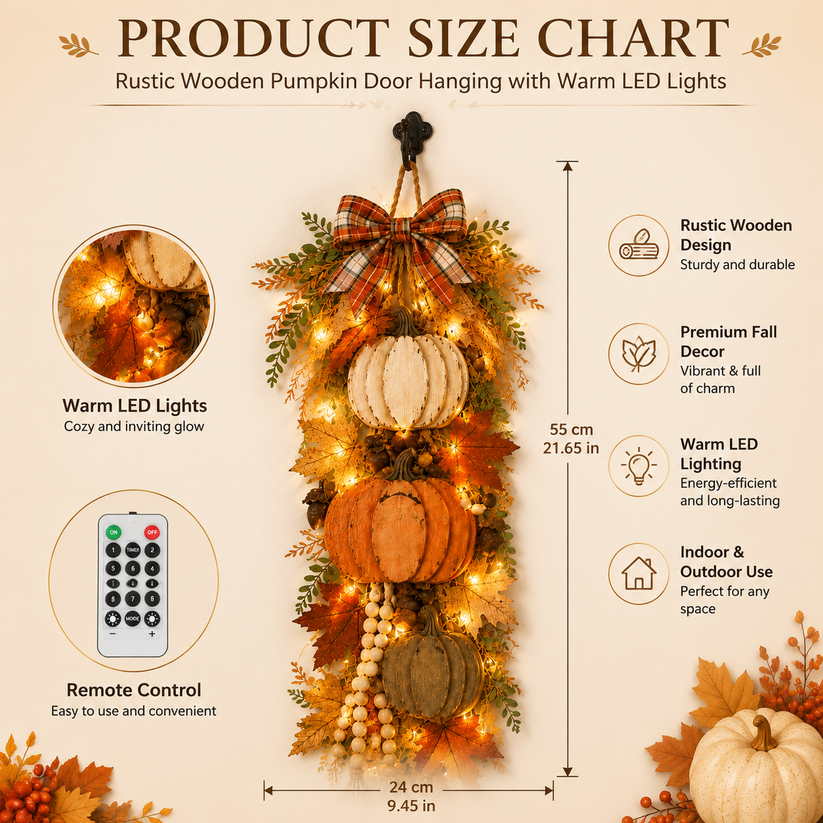 Rustic LED Pumpkin Door Hanging