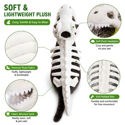 Glow-in-the-Dark 3D Skeleton Dinosaur Pet Costume