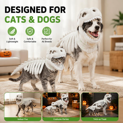 Glow-in-the-Dark 3D Skeleton Dinosaur Pet Costume