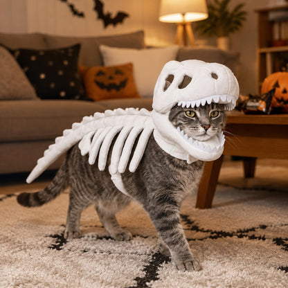 Glow-in-the-Dark 3D Skeleton Dinosaur Pet Costume