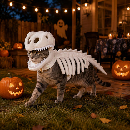 Glow-in-the-Dark 3D Skeleton Dinosaur Pet Costume