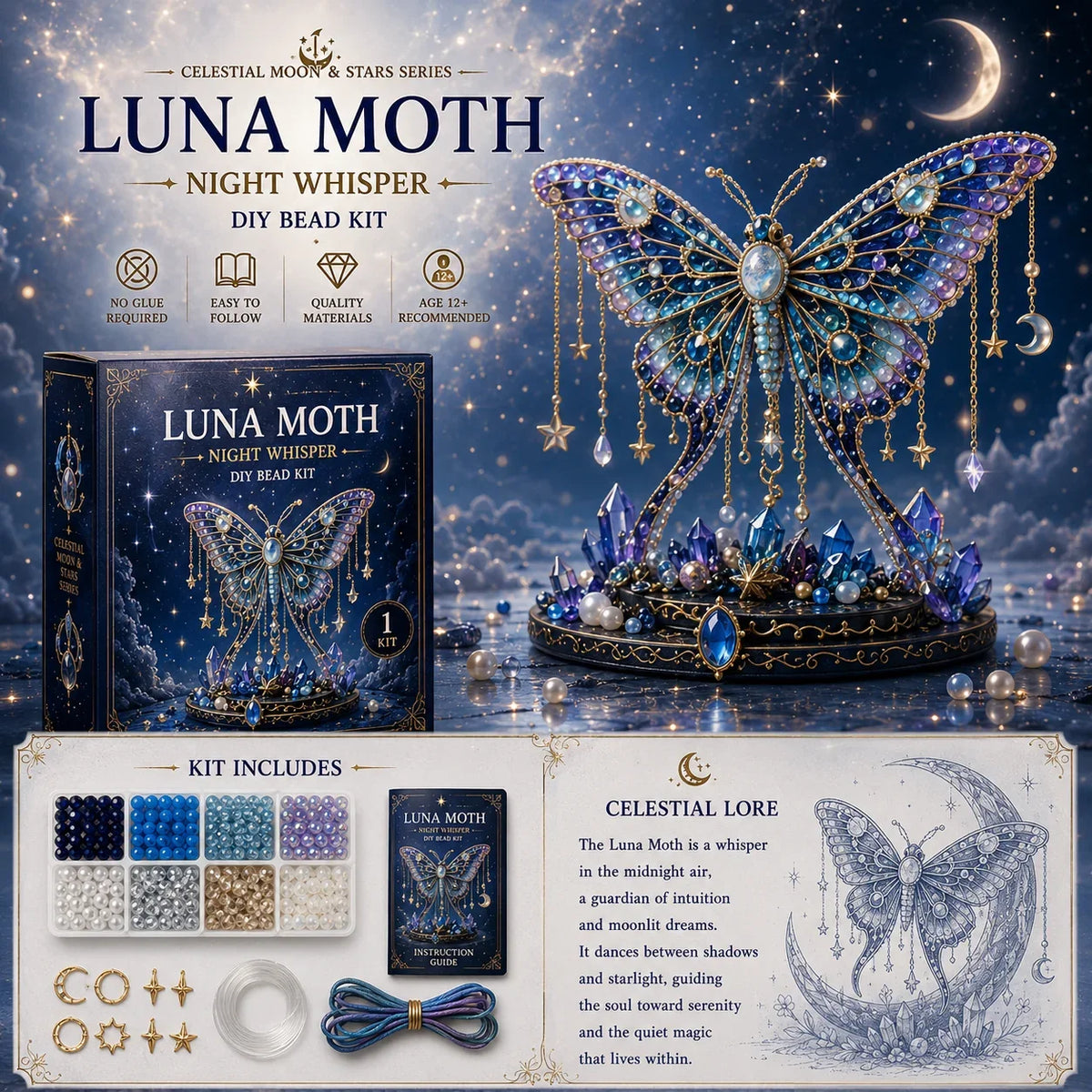 Moon Cat Luna Guardian DIY Bead Kit