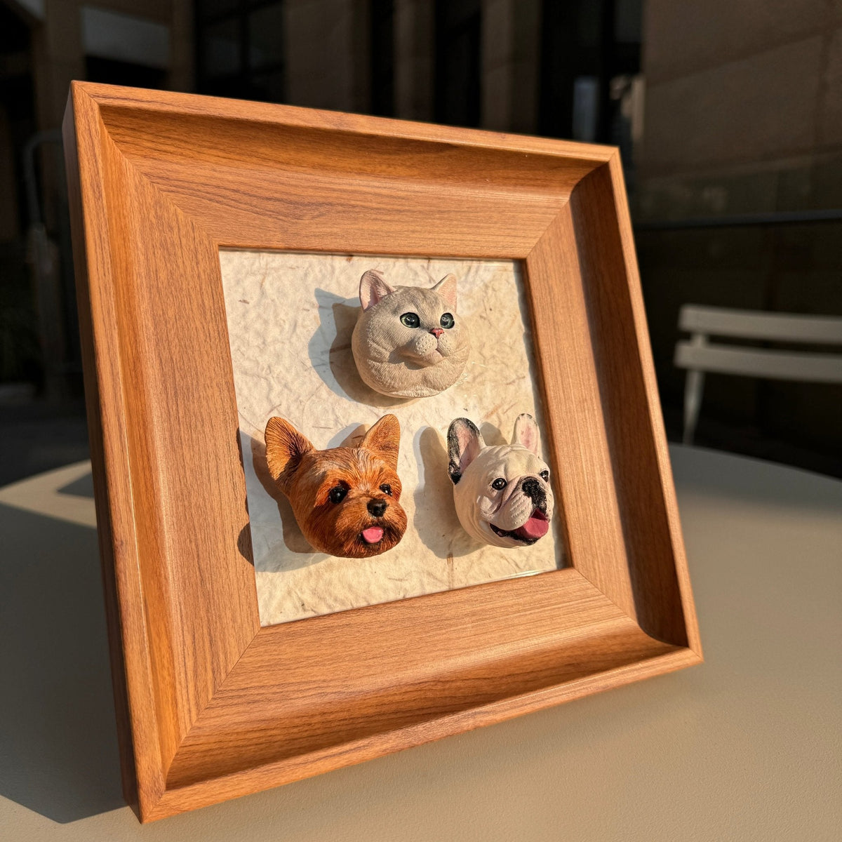 Magnetic Wood Pet Figurine Display Frame