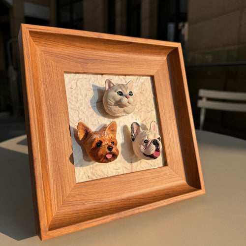 Magnetic Wood Pet Figurine Display Frame