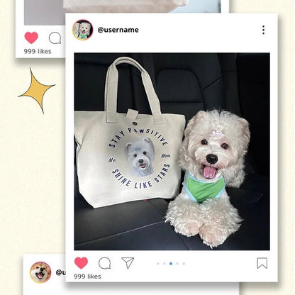 Personalized Pet Portrait Cotton Tote Bag